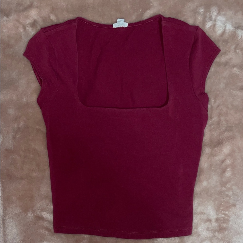 Garage Deep Red Square Neck Tee